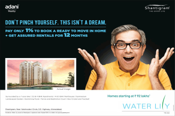 Pay only 1% to book ready to move in home at Adani Shantigram Water Lily in Ahmedabad